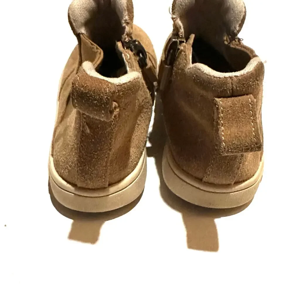 UGG Hamden Toddler Size 8 Tan Chestnut Suede Side Zip Ankle Booties Shoes